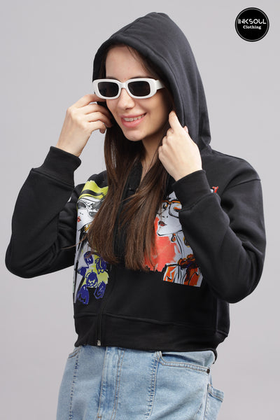 Women's Twin Model All Season Crop Hoodie