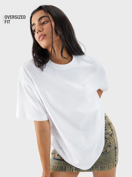 White Plain Oversized T-shirt for Women