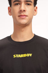 Men's Black Star Boy Printed Oversized T-shirt