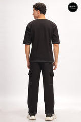 Men's Black Solid Super Loose Fit Co-ord Set