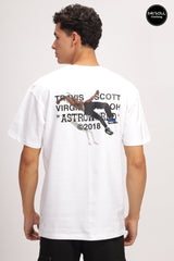 Men's White Astro World Travis Scott Printed Oversized T-shirt