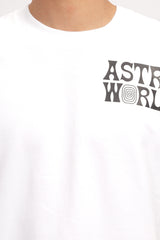 Men's White Astro World Travis Scott Printed Oversized T-shirt