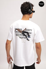 Men's White Astro World Travis Scott Printed Oversized T-shirt