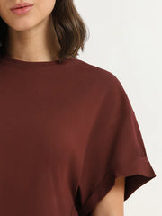 Coffee Brown Plain Regular T-shirt