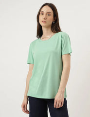 Sage Green Plain Regular T-Shirt