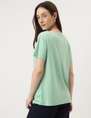 Sage Green Plain Regular T-Shirt