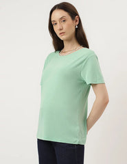 Sage Green Plain Regular T-Shirt