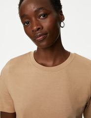 Beige Plain Regular T-shirt