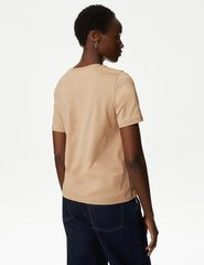 Beige Plain Regular T-shirt