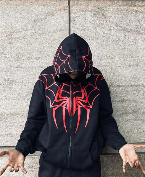 Printed Spider Full Zip Hoodie