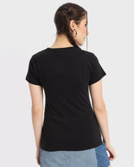 Women's Black Slim Fit T-shirt