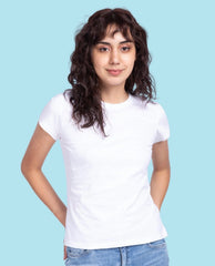 Women's White Slim Fit T-shirt