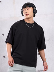 Black Plain Oversized T-shirt for Men