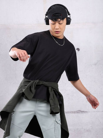 Black Plain Oversized T-shirt for Men