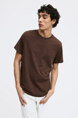 Coffee Brown Plain Regular T-shirt