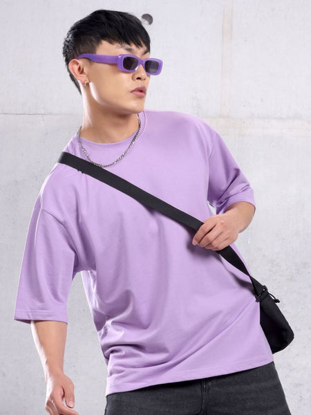 Lilac Plain Oversized T-shirt for Men