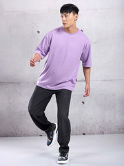 Lilac Plain Oversized T-shirt for Men