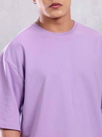 Lilac Plain Oversized T-shirt for Men