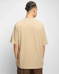 Beige Plain Oversized T-shirt for Men