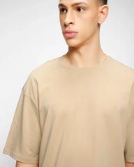 Beige Plain Oversized T-shirt for Men