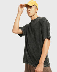 Men's Black Acid Wash Oversized T-shirt