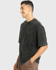 Men's Black Acid Wash Oversized T-shirt