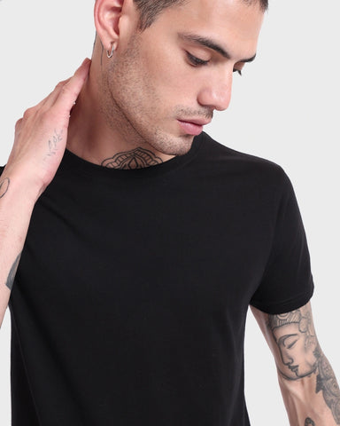 Black Plain Regular Fit T-Shirt