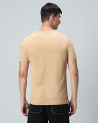 Beige Plain Regular T-shirt