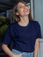 Navy Blue Plain Regular T-Shirt