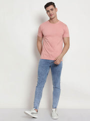 Rose Pink Plain Regular Fit T-Shirt