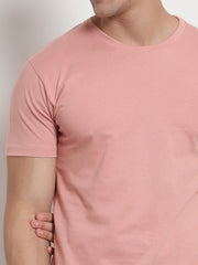 Rose Pink Plain Regular Fit T-Shirt