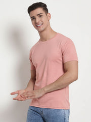 Rose Pink Plain Regular Fit T-Shirt