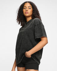 Women's Black Acid Wash Oversized T-shirt