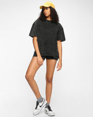 Women's Black Acid Wash Oversized T-shirt